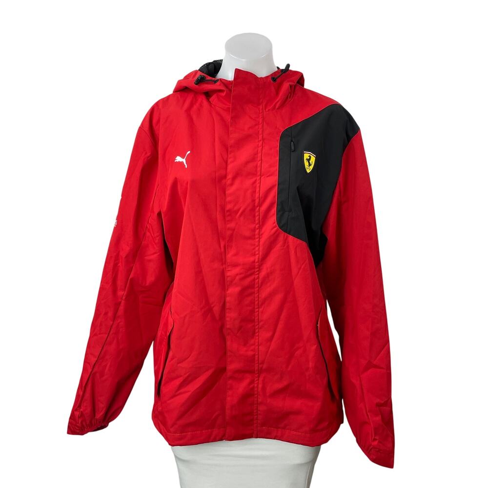 NEW PUMA Scuderia Ferrari Fanwear Women's Red Long Sleeves Rain Coat Jacket Sz M
